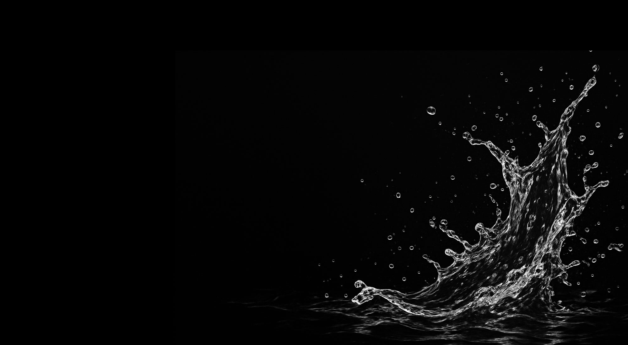 Water splash on black background